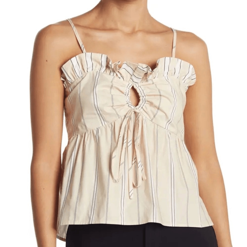 Maje Lesley La Ruffle Keyhole Tank Top
